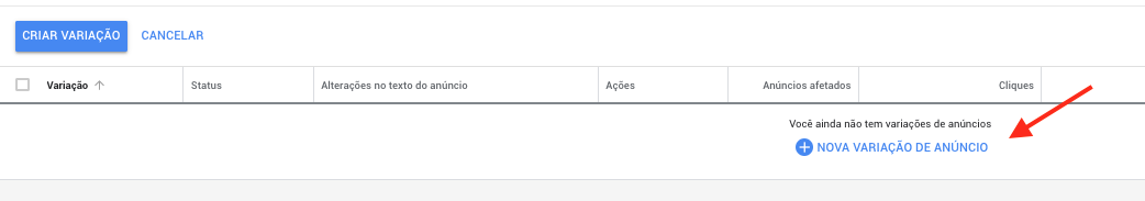 variação de anúncio