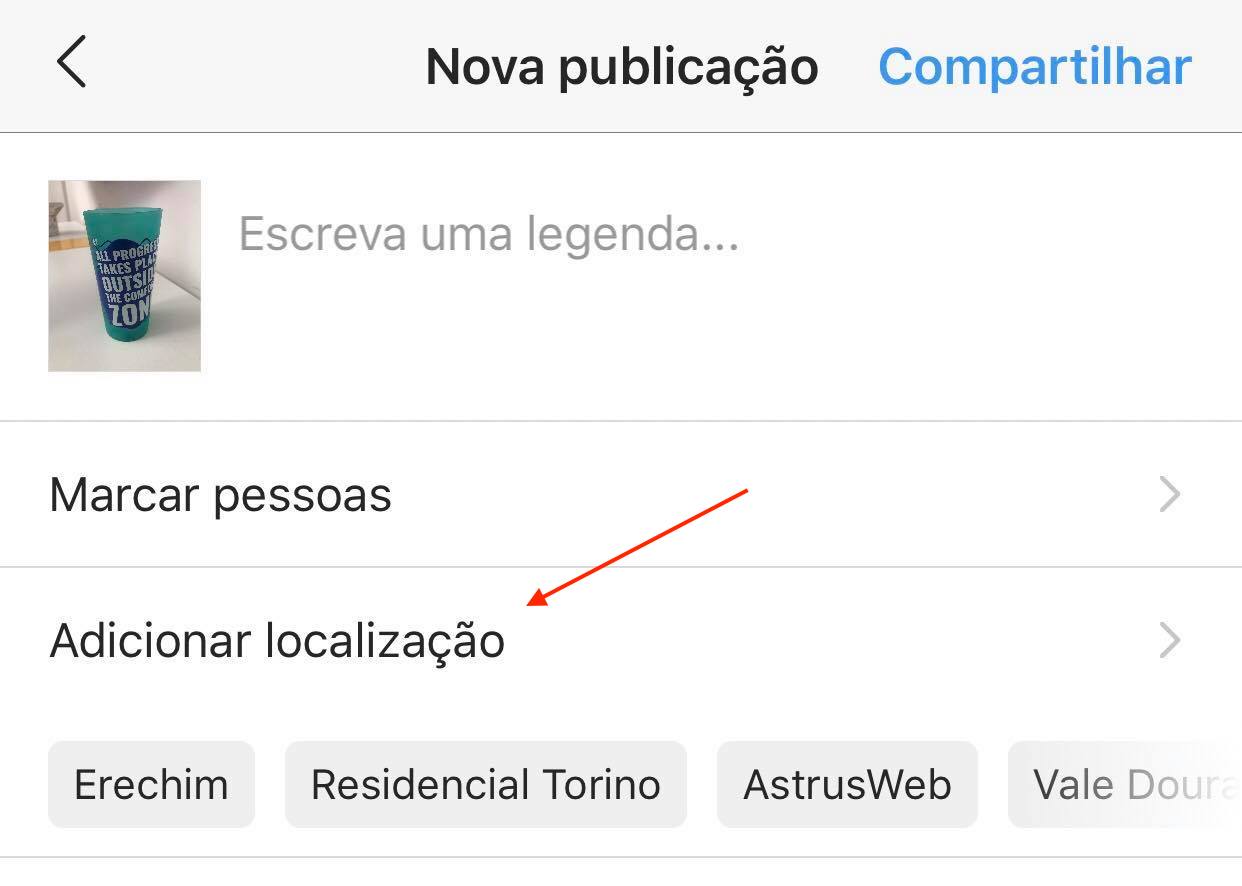 publicar com localização instagram