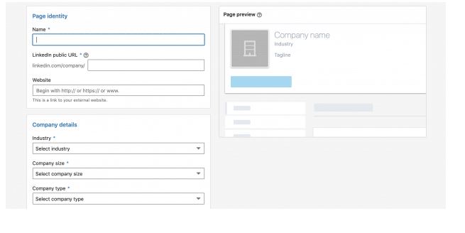Como criar LinkedIn Page - passo 3