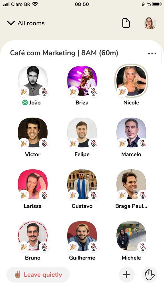 sala ao vivo no clubhouse