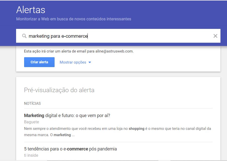 google alerts - curadoria de conteúdo